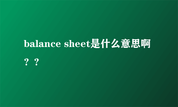 balance sheet是什么意思啊？？