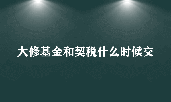 大修基金和契税什么时候交