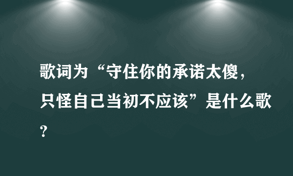 歌词为“守住你的承诺太傻，只怪自己当初不应该”是什么歌？