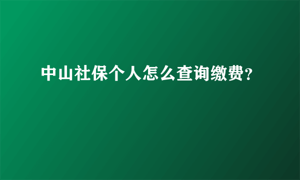 中山社保个人怎么查询缴费？