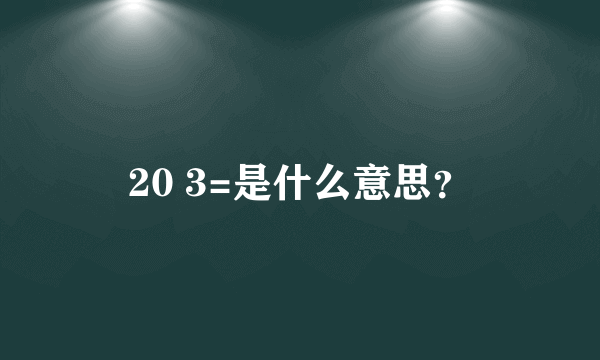 20 3=是什么意思？