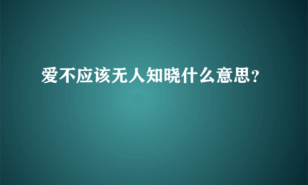 爱不应该无人知晓什么意思？