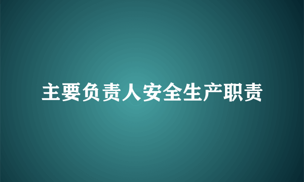 主要负责人安全生产职责