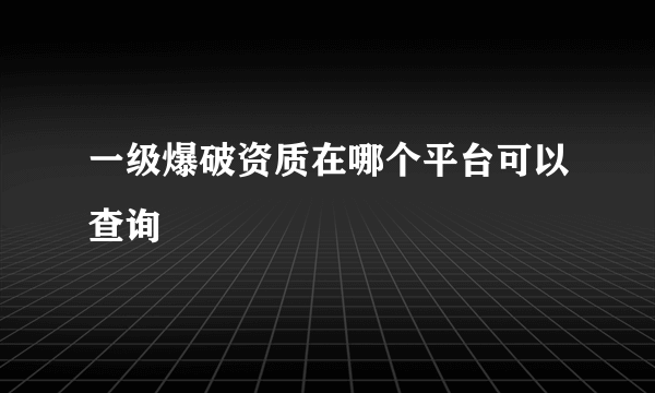 一级爆破资质在哪个平台可以查询