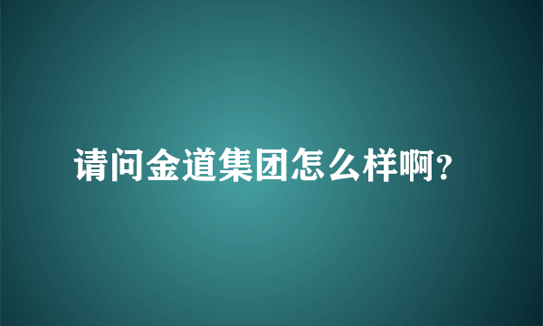 请问金道集团怎么样啊？