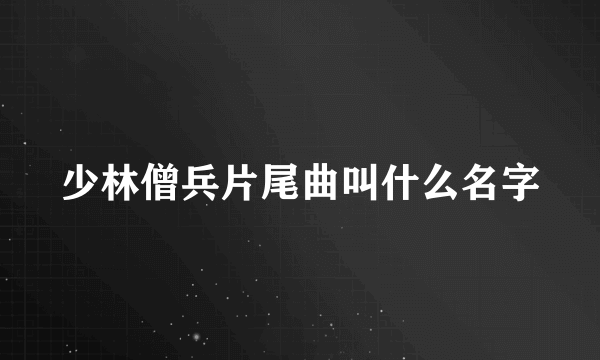 少林僧兵片尾曲叫什么名字