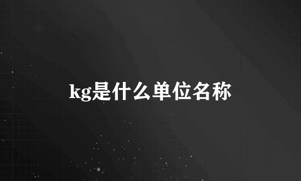 kg是什么单位名称