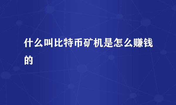 什么叫比特币矿机是怎么赚钱的