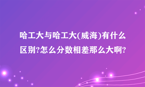 哈工大与哈工大(威海)有什么区别?怎么分数相差那么大啊?