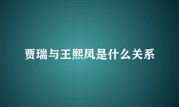 贾瑞与王熙凤是什么关系