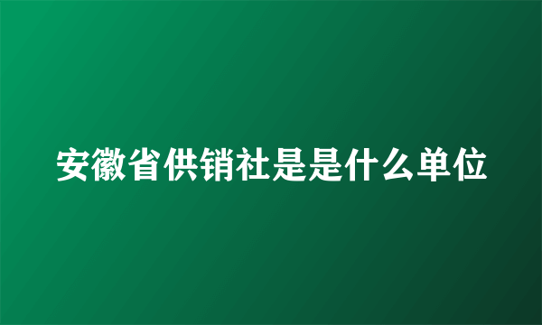 安徽省供销社是是什么单位