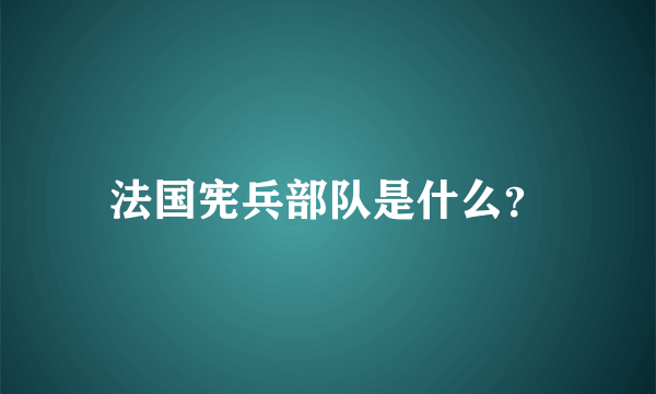 法国宪兵部队是什么？