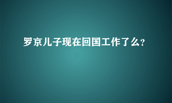 罗京儿子现在回国工作了么？