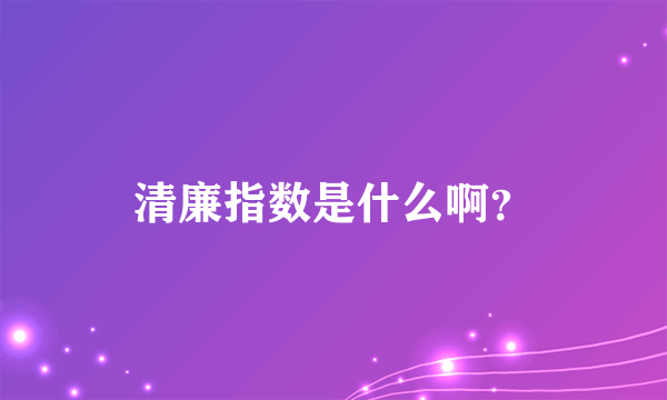 清廉指数是什么啊？