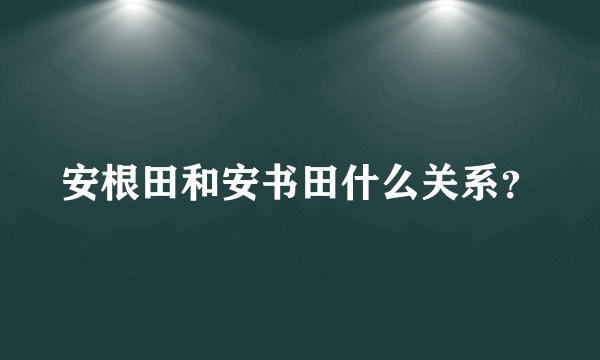 安根田和安书田什么关系？