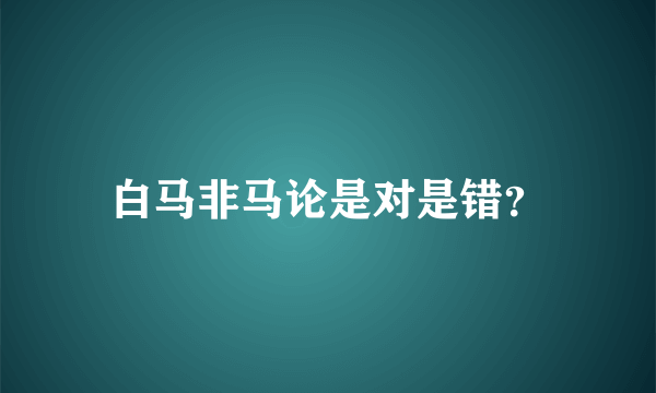 白马非马论是对是错？