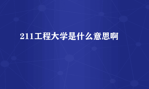 211工程大学是什么意思啊