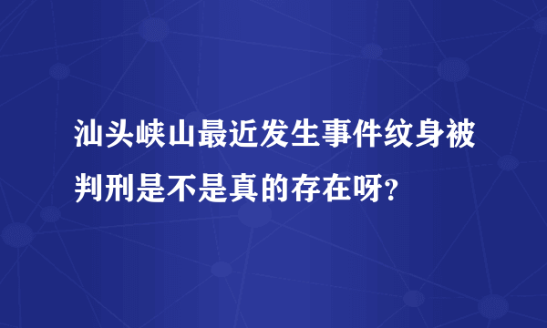 汕头峡山最近发生事件纹身被判刑是不是真的存在呀？