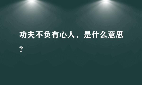 功夫不负有心人，是什么意思？