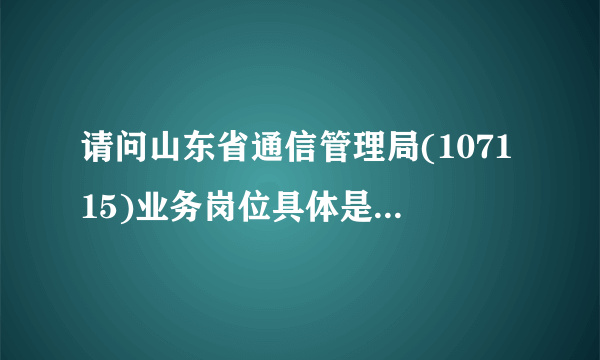 请问山东省通信管理局(107115)业务岗位具体是做什么的，前景如何？