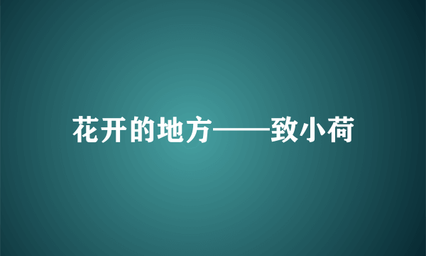 花开的地方——致小荷