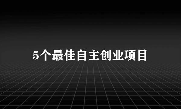 5个最佳自主创业项目