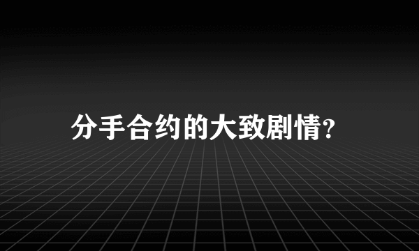 分手合约的大致剧情？