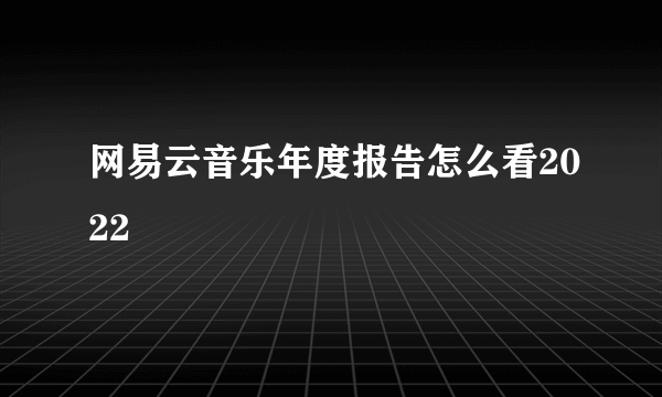 网易云音乐年度报告怎么看2022