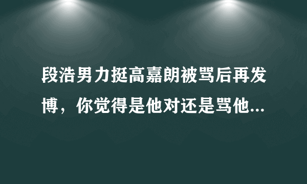 段浩男力挺高嘉朗被骂后再发博，你觉得是他对还是骂他的网友对？