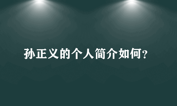 孙正义的个人简介如何？