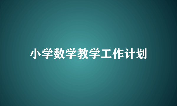 小学数学教学工作计划