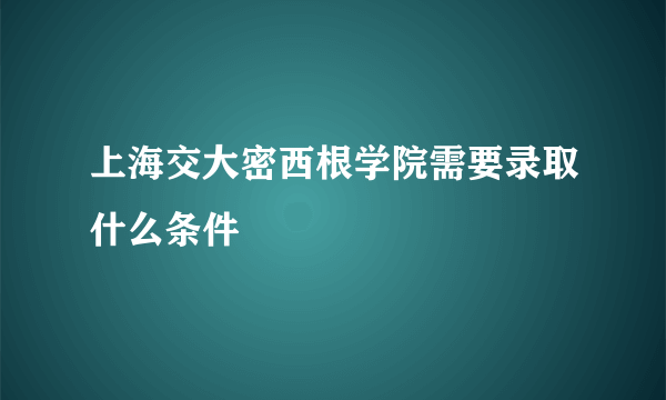 上海交大密西根学院需要录取什么条件