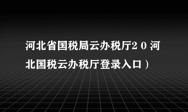 河北省国税局云办税厅2 0 河北国税云办税厅登录入口）