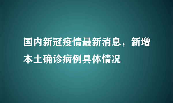 国内新冠疫情最新消息，新增本土确诊病例具体情况