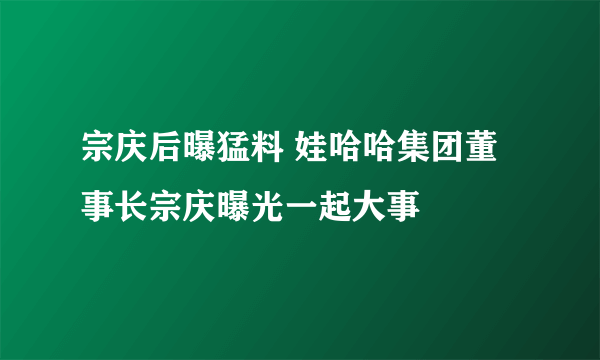 宗庆后曝猛料 娃哈哈集团董事长宗庆曝光一起大事