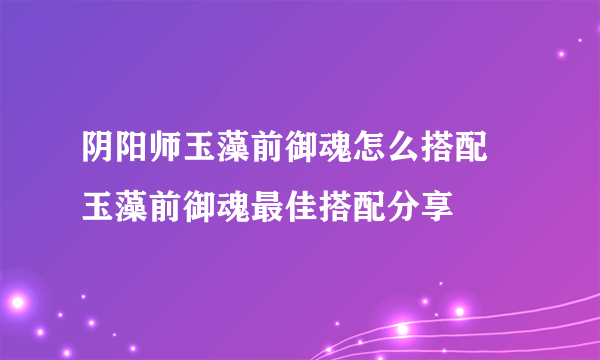 阴阳师玉藻前御魂怎么搭配 玉藻前御魂最佳搭配分享