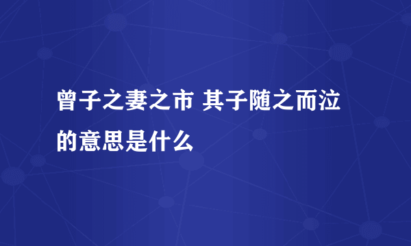 曾子之妻之市 其子随之而泣的意思是什么