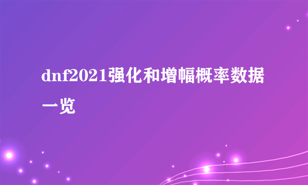 dnf2021强化和增幅概率数据一览