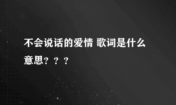 不会说话的爱情 歌词是什么意思？？？