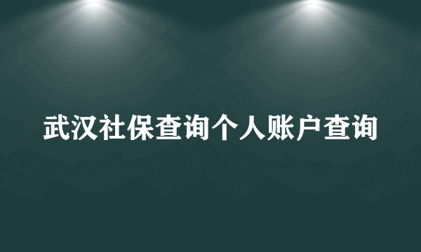 武汉社保查询个人账户查询