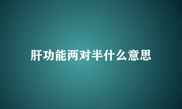 肝功能两对半什么意思