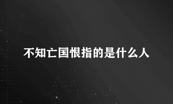 不知亡国恨指的是什么人