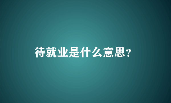 待就业是什么意思？