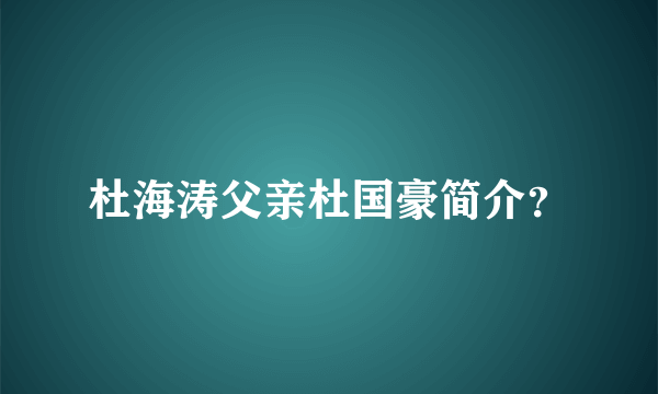 杜海涛父亲杜国豪简介？