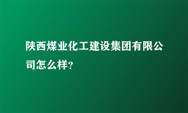 陕西煤业化工建设集团有限公司怎么样？