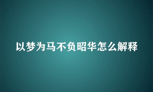 以梦为马不负昭华怎么解释