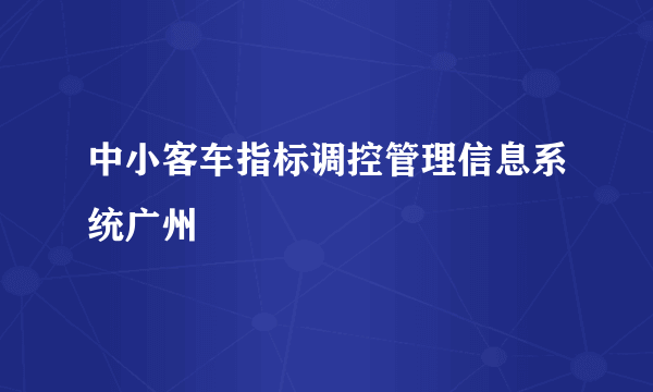 中小客车指标调控管理信息系统广州