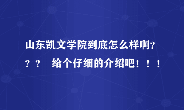 山东凯文学院到底怎么样啊？？？  给个仔细的介绍吧！！！