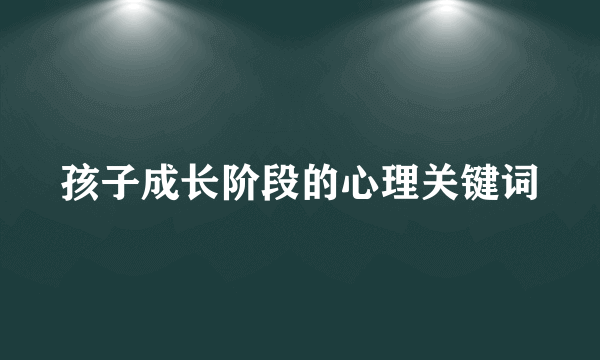 孩子成长阶段的心理关键词