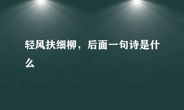 轻风扶细柳，后面一句诗是什么